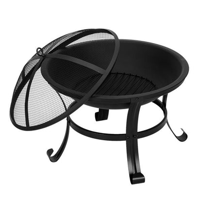 22" Curved Feet Iron Brazier Wood Burning Fire Pit Decoration for Backyard Poolside 0e7rxg-c0