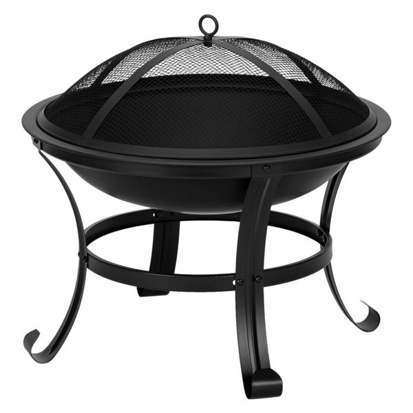 22" Curved Feet Iron Brazier Wood Burning Fire Pit Decoration for Backyard Poolside 0e7rxg-c0