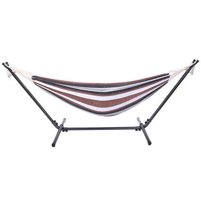 Professional Black & Silver Flowers Hammock Stand with Polyester Coffee Stripe Hammock 0e7rxg-c0