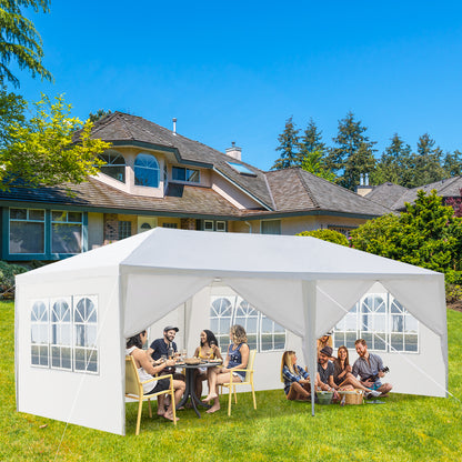 10'x20' Outdoor Party Tent with 6 Removable Sidewalls, Waterproof Canopy Patio Wedding Gazebo, White 0e7rxg-c0