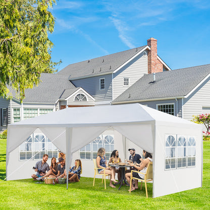 10'x20' Outdoor Party Tent with 6 Removable Sidewalls, Waterproof Canopy Patio Wedding Gazebo, White 0e7rxg-c0