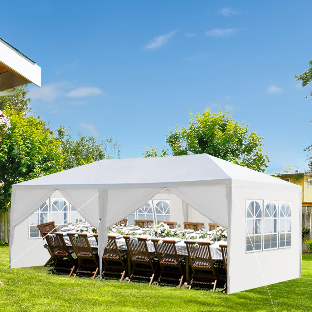 10'x20' Outdoor Party Tent with 6 Removable Sidewalls, Waterproof Canopy Patio Wedding Gazebo, White 0e7rxg-c0