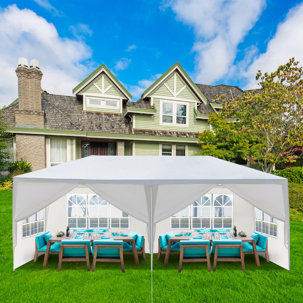 10'x20' Outdoor Party Tent with 6 Removable Sidewalls, Waterproof Canopy Patio Wedding Gazebo, White 0e7rxg-c0