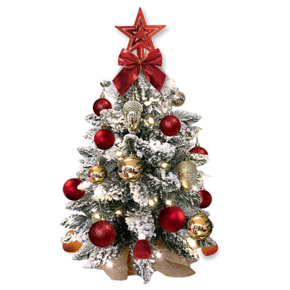 22in Tabletop Christmas Tree with Light Artificial Small Mini Red Christmas Decoration with Flocked Snow, Exquisite Decor & Xmas Ornaments for Table Top for Home & Office, Red 0e7rxg-c0