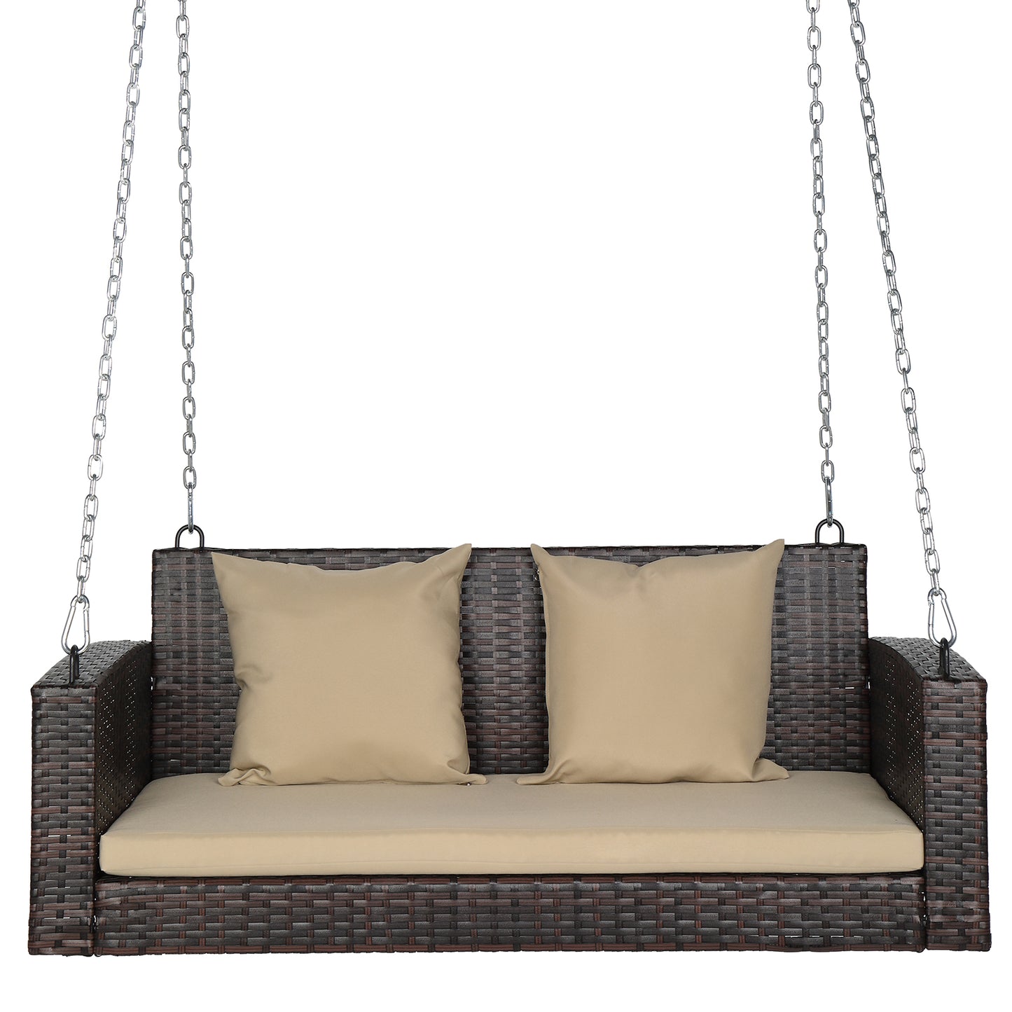 49in Brown Gradient Rattan  Beige Cushion Rattan Swing Chair（Swing frames not included） 0e7rxg-c0