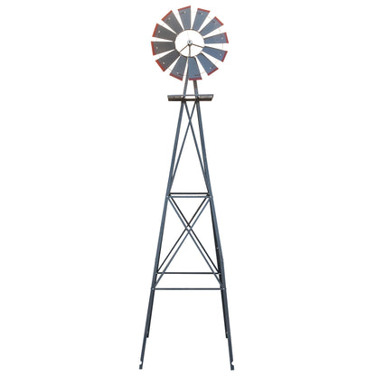 8FT Weather Resistant Yard Garden Windmill Gray & Red 0e7rxg-c0