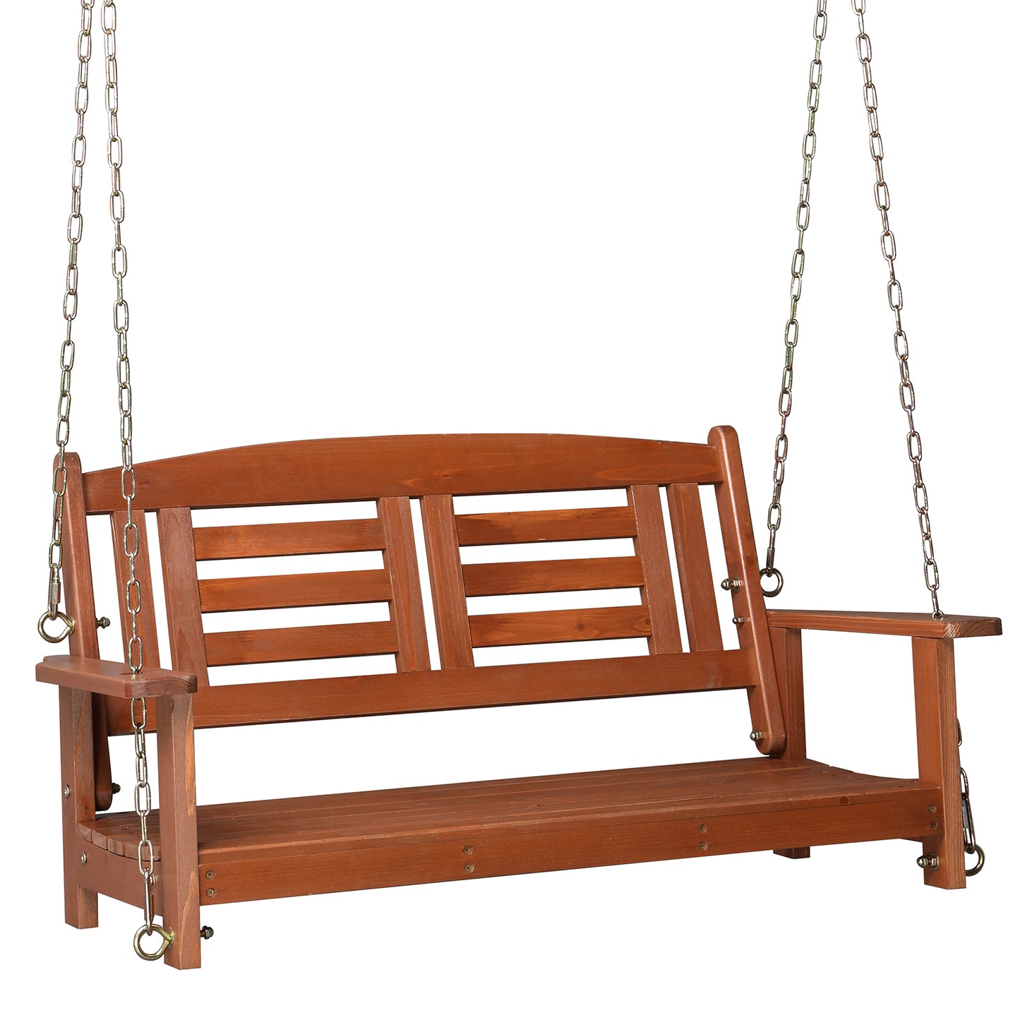 112*53*52cm  500lbs With Chain Double Wooden Swing Reddish Brown 0e7rxg-c0