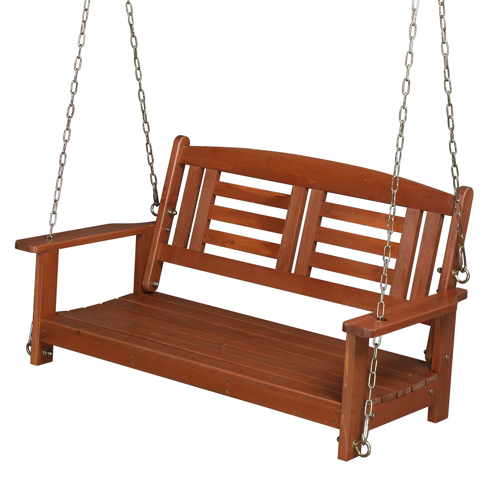 112*53*52cm  500lbs With Chain Double Wooden Swing Reddish Brown 0e7rxg-c0