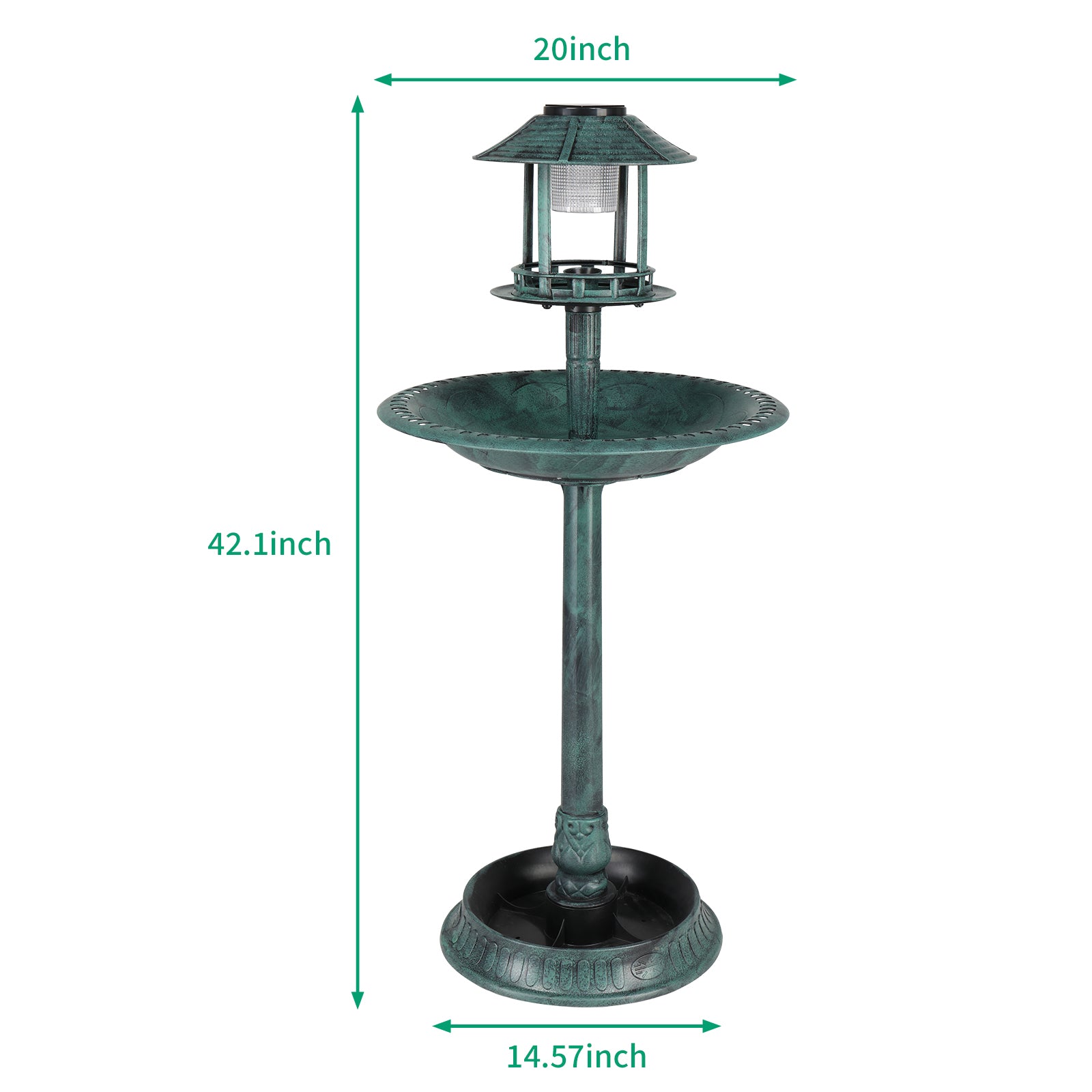 51*51*106cm Plastic Round Birdbath with Solar Ligh Dark Green 0e7rxg-c0