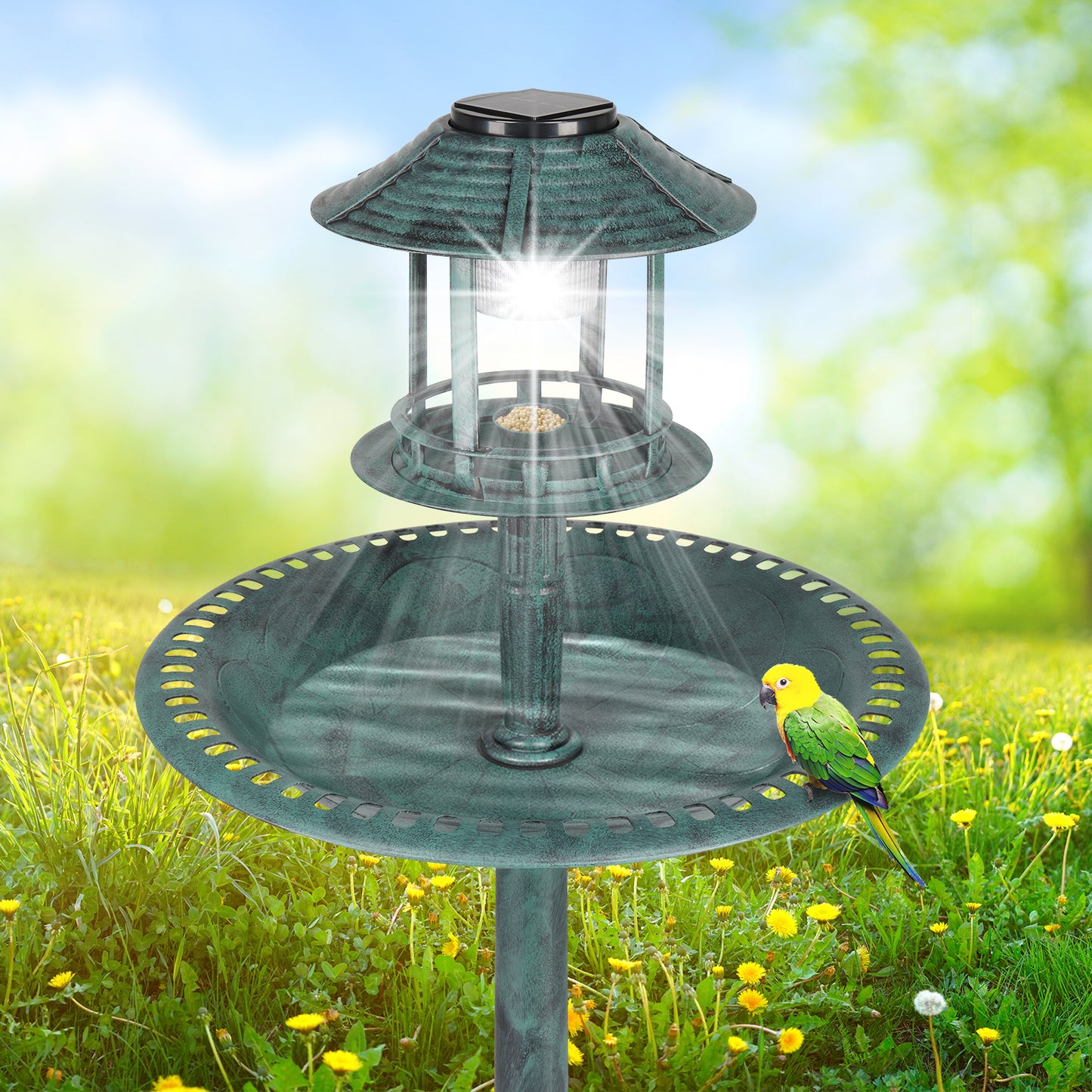 51*51*106cm Plastic Round Birdbath with Solar Ligh Dark Green 0e7rxg-c0