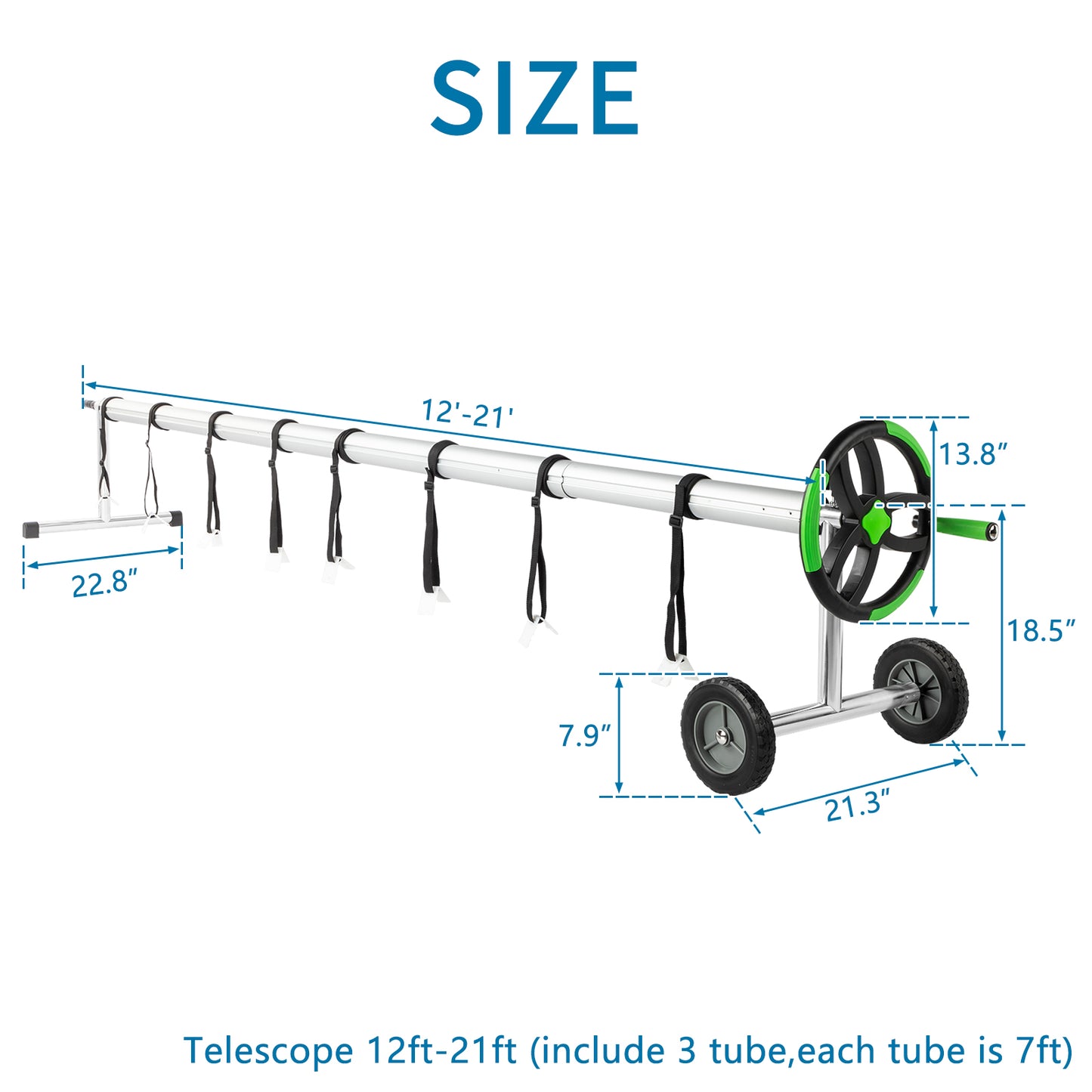 21ft Load-Bearing 60kg Aluminum Disc Version Aluminum Tube Five Sections (1.6m Without Groove) Swimming Pool Cover Reel Green 0e7rxg-c0