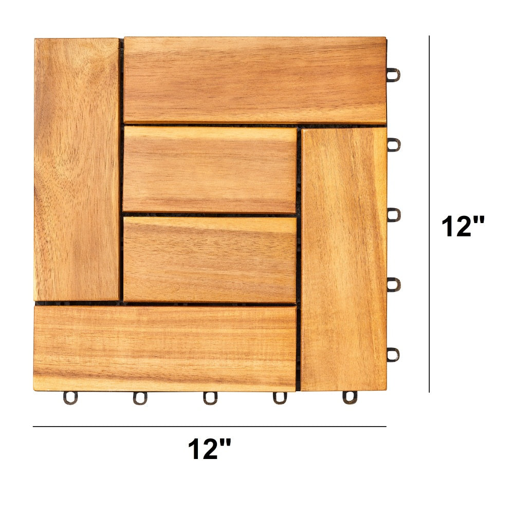 6 puzzle slats per tile rown Acacia Interlocking Wooden Deck tile (Set of 10 Tiles) ( Amazon Shipping)（Prohibited by WalMart） 0e7rxg-c0