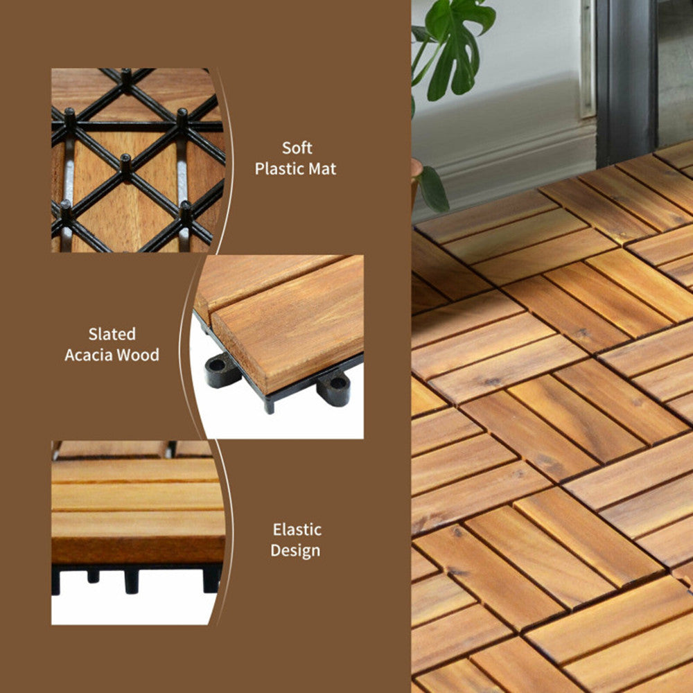 27 Pieces Acacia Wood Interlocking Patio Deck Tile ( Amazon Shipping)（Prohibited by WalMart） 0e7rxg-c0