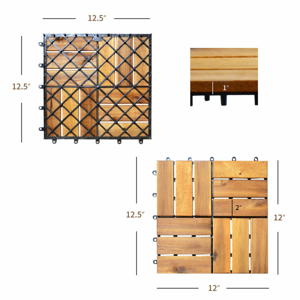 27 Pieces Acacia Wood Interlocking Patio Deck Tile ( Amazon Shipping)（Prohibited by WalMart） 0e7rxg-c0