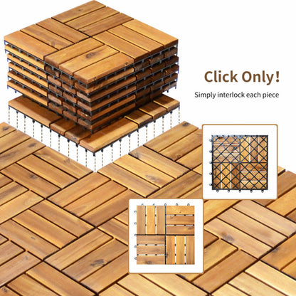 27 Pieces Acacia Wood Interlocking Patio Deck Tile ( Amazon Shipping)（Prohibited by WalMart） 0e7rxg-c0