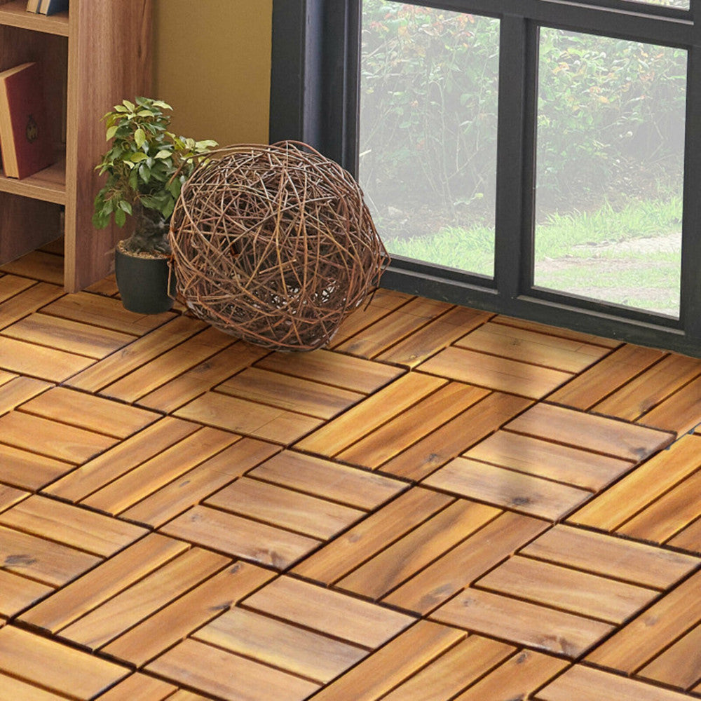 27 Pieces Acacia Wood Interlocking Patio Deck Tile ( Amazon Shipping)（Prohibited by WalMart） 0e7rxg-c0