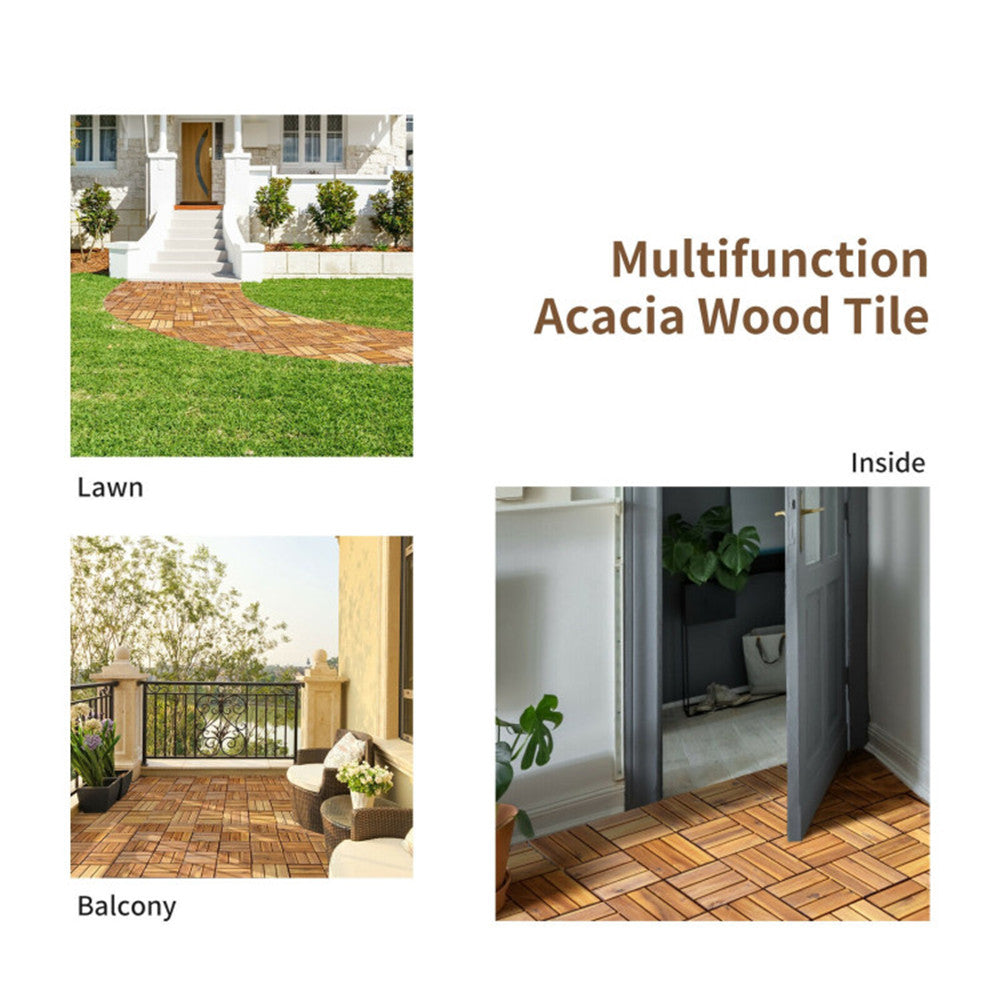 27 Pieces Acacia Wood Interlocking Patio Deck Tile ( Amazon Shipping)（Prohibited by WalMart） 0e7rxg-c0