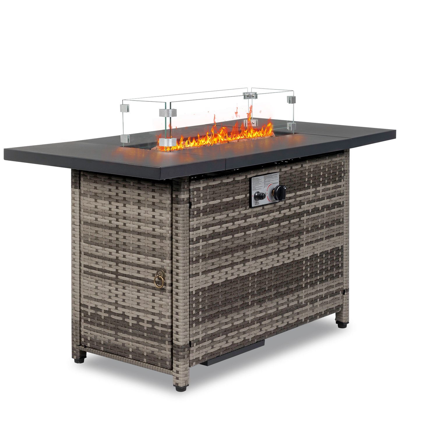 43-Inch Fire Table，50000 BTU Gas Firepit with Volcanic Stone Black 0e7rxg-c0