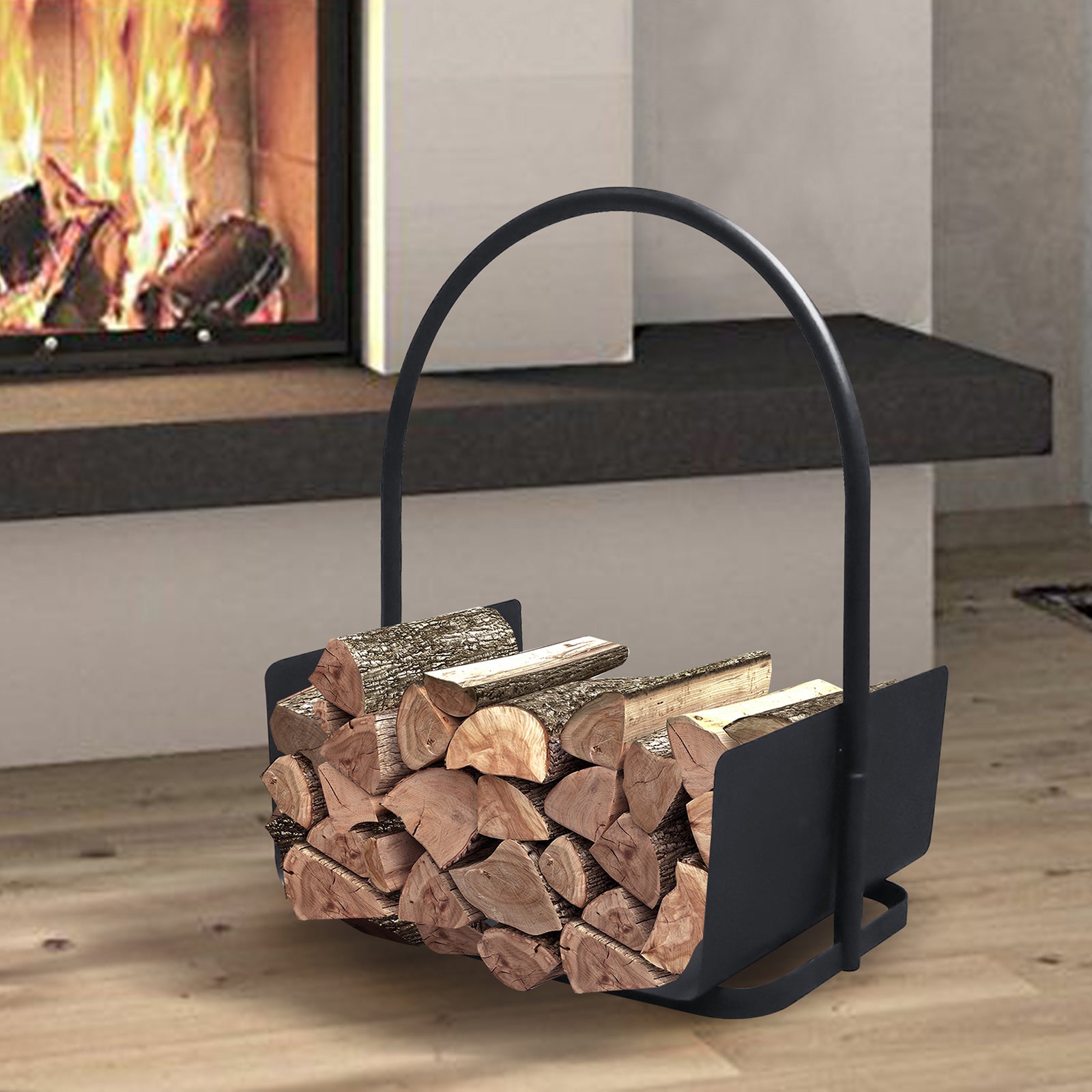 Portable Fireplace Log Holder, Black 0e7rxg-c0