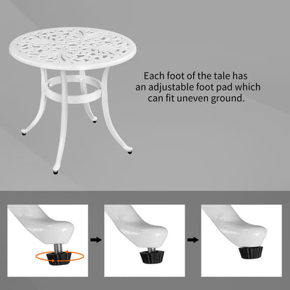 Phoenix Cast Aluminum Round Table, Patio End Table Side Table, Cast Aluminum Cocktail Table, Outdoor Bar Table, White 0e7rxg-c0