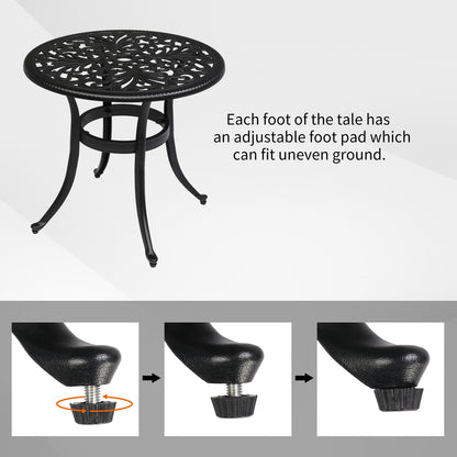 Phoenix Cast Aluminum Round Table, Patio End Table Side Table, Cast Aluminum Cocktail Table, Outdoor Bar Table, Black 0e7rxg-c0