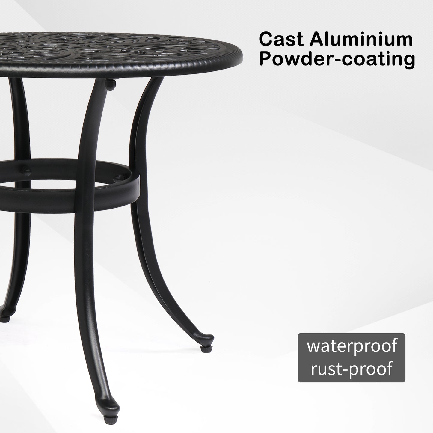 Phoenix Cast Aluminum Round Table, Patio End Table Side Table, Cast Aluminum Cocktail Table, Outdoor Bar Table, Black 0e7rxg-c0