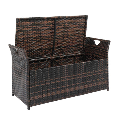 106*52*46cm Iron Frame Can Accommodate Brown Gradient Footstool Locker Rattan Locker 0e7rxg-c0