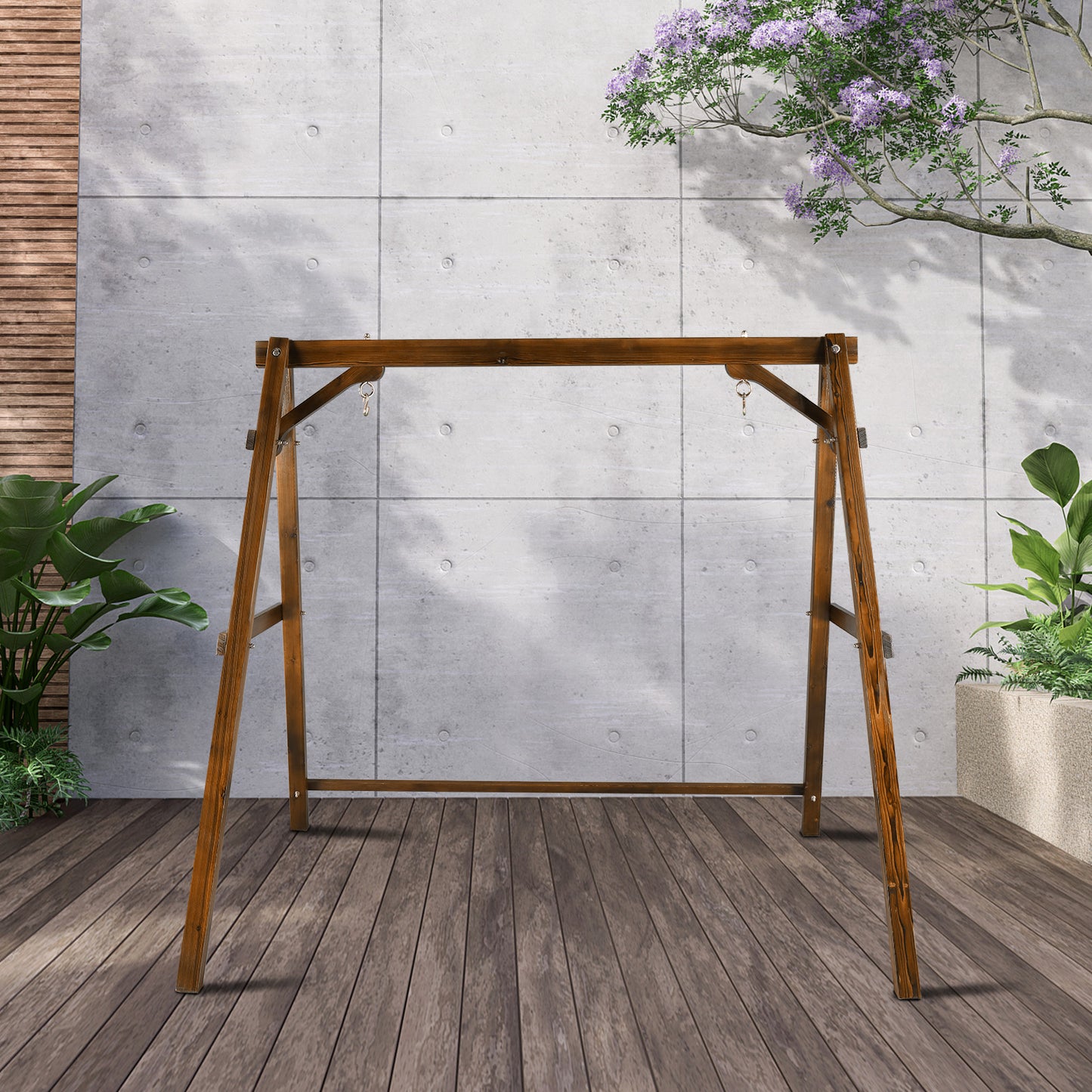 188*135*170cm 600lbs Fir Suitable For 4ft Swing Chair Wood Swing Frame Carbonized Color 0e7rxg-c0