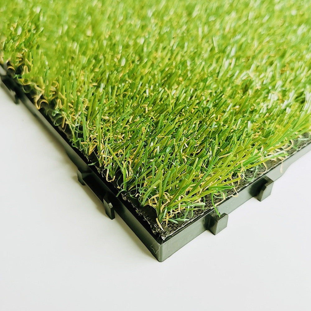 Artificial Realistic Grass Tiles, Grass Interlocking Synthetic Thick Turf Flooring，8Pcs 12"Lx12"W 0e7rxg-c0