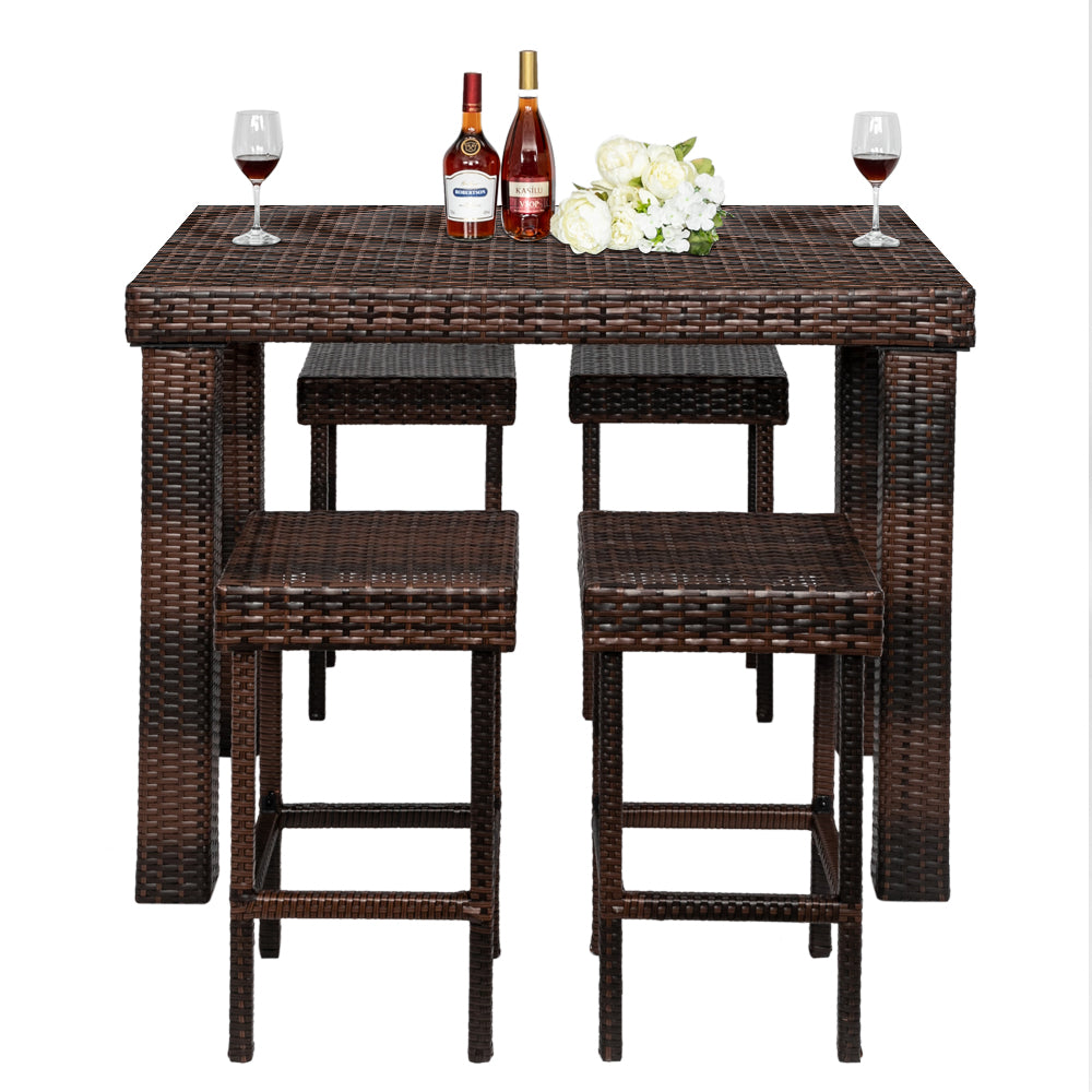 Bar Stool-Table and Chair Set of 4 Brown Gradient（Only 4 bar chairs included） 0e7rxg-c0