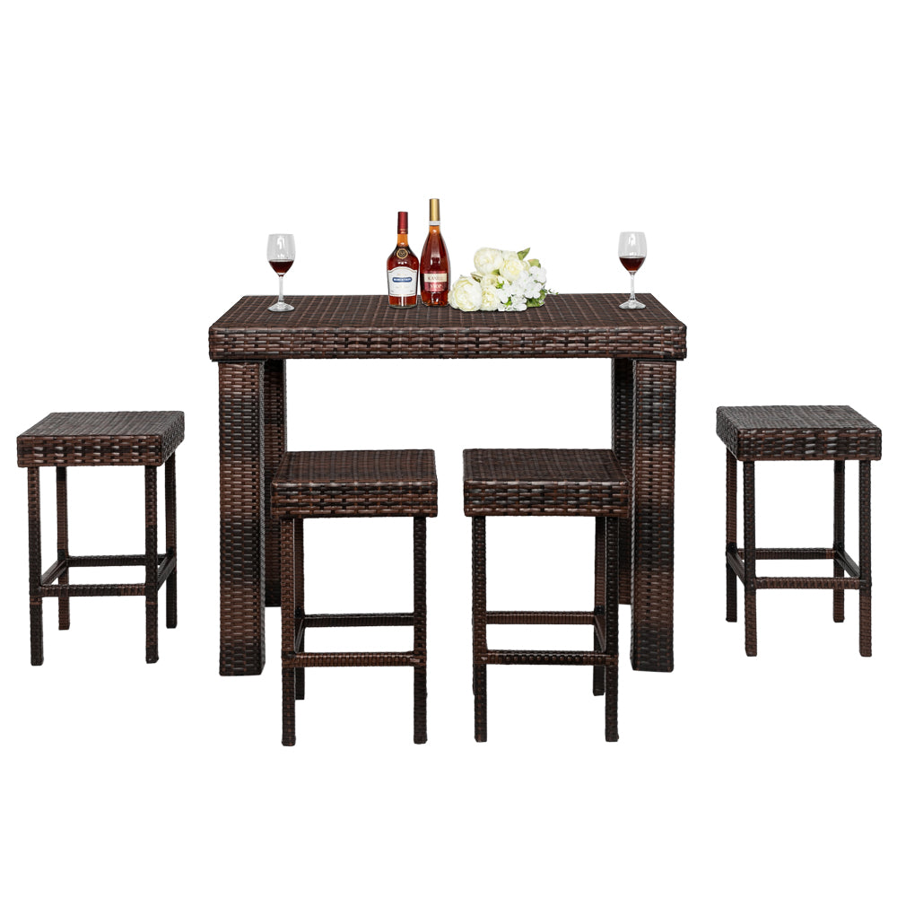 Bar Stool-Table and Chair Set of 4 Brown Gradient（Only 4 bar chairs included） 0e7rxg-c0