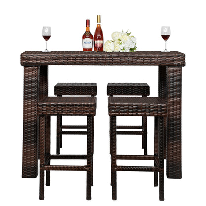 Bar Stool-Table and Chair Set of 4 Brown Gradient（Only 4 bar chairs included） 0e7rxg-c0