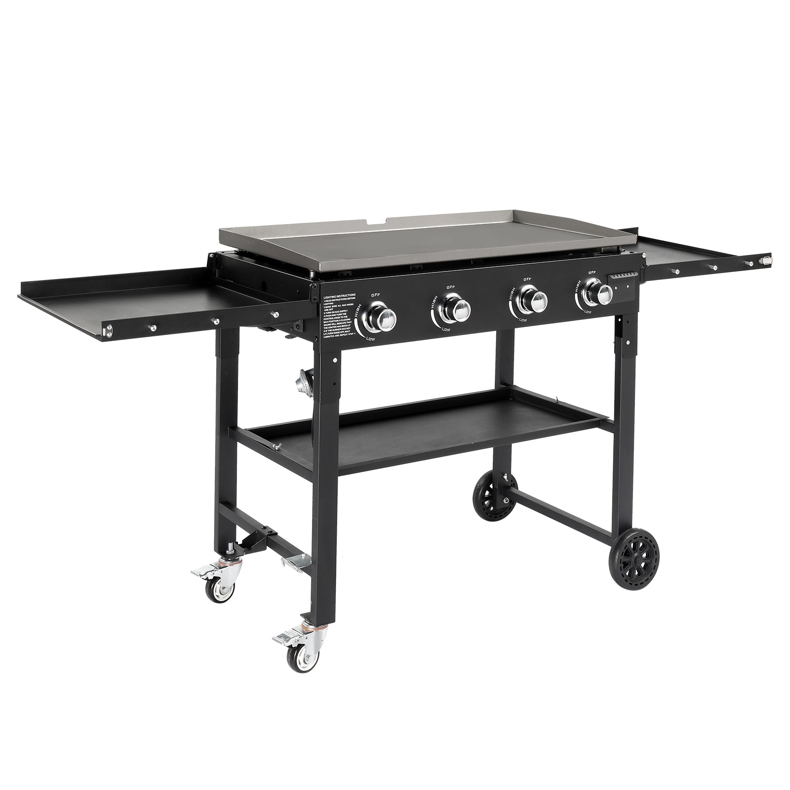 Foldable 4-Burner Flat Top Gas Griddle Cooking Station, Propane Fuelled Griddle Station with Side Shelves for Outdoor Barbecue Backyard Cookout 0e7rxg-c0