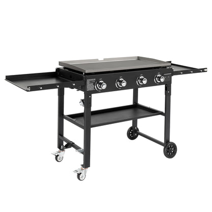 Foldable 4-Burner Flat Top Gas Griddle Cooking Station, Propane Fuelled Griddle Station with Side Shelves for Outdoor Barbecue Backyard Cookout 0e7rxg-c0