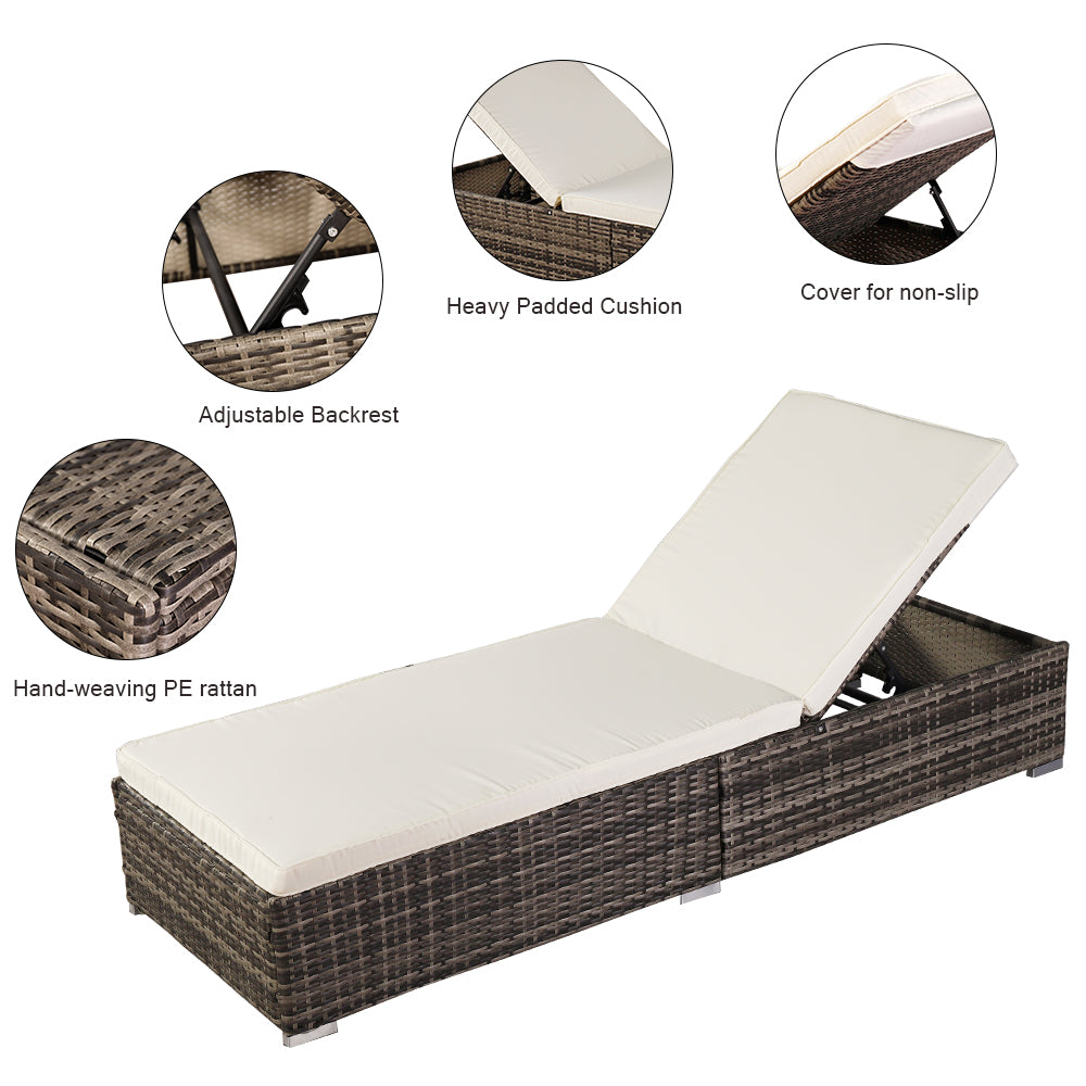 Oshion Outdoor Leisure Rattan Furniture Pool Bed / Chaise (Single Sheet)-Grey 0e7rxg-c0