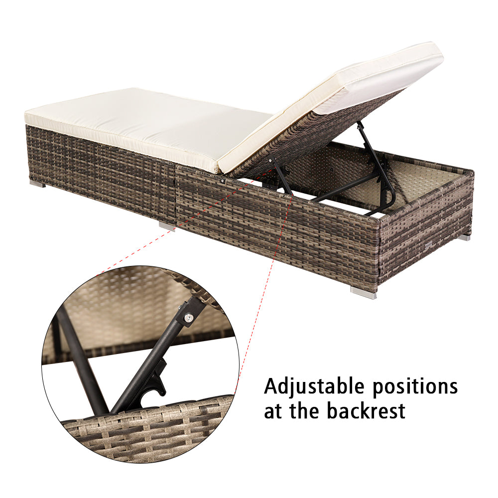 Oshion Outdoor Leisure Rattan Furniture Pool Bed / Chaise (Single Sheet)-Grey 0e7rxg-c0