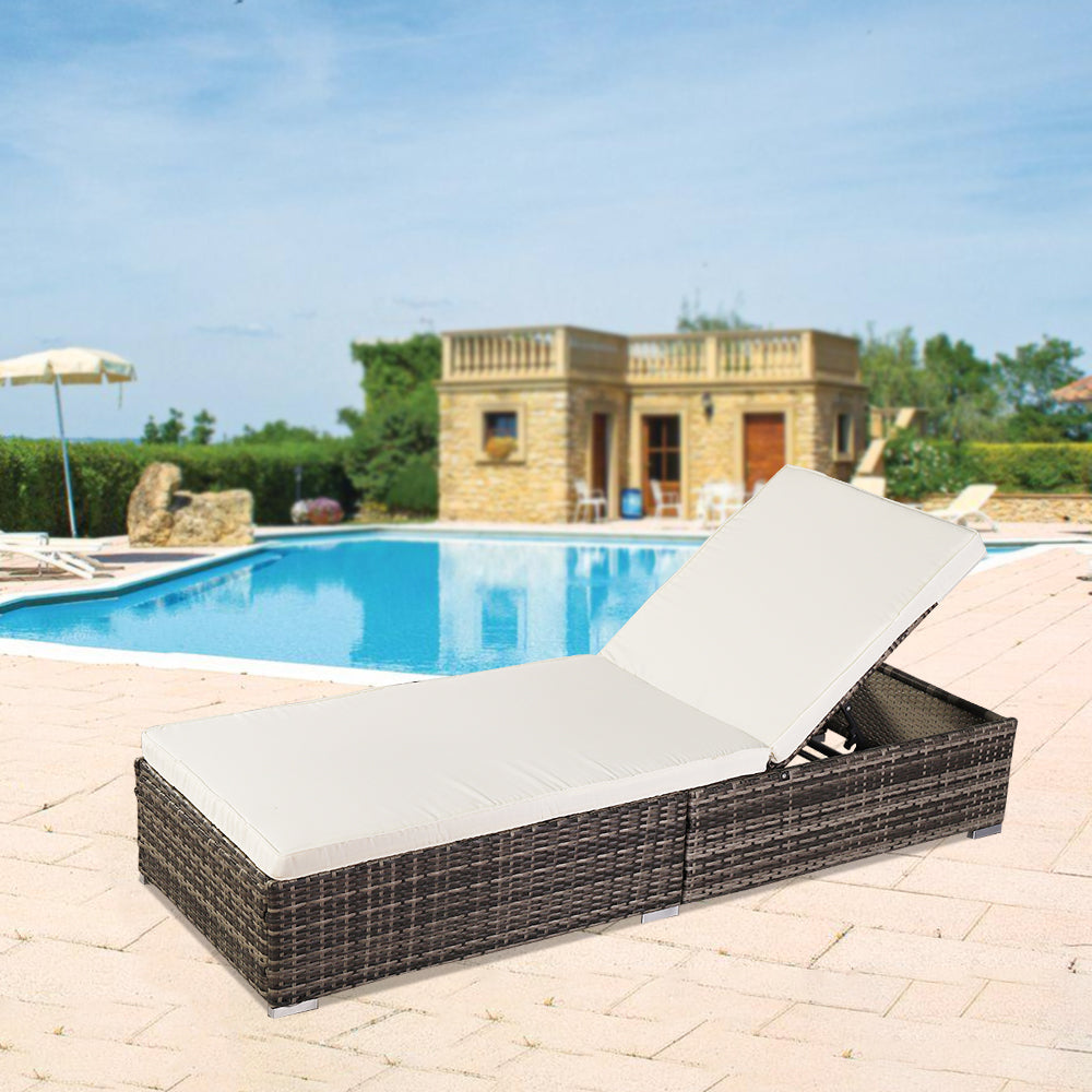 Oshion Outdoor Leisure Rattan Furniture Pool Bed / Chaise (Single Sheet)-Grey 0e7rxg-c0