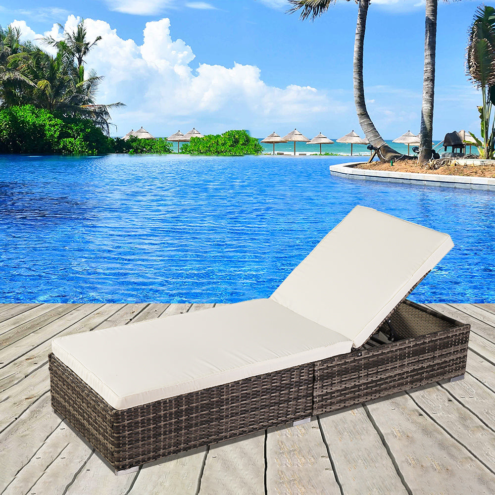 Oshion Outdoor Leisure Rattan Furniture Pool Bed / Chaise (Single Sheet)-Grey 0e7rxg-c0