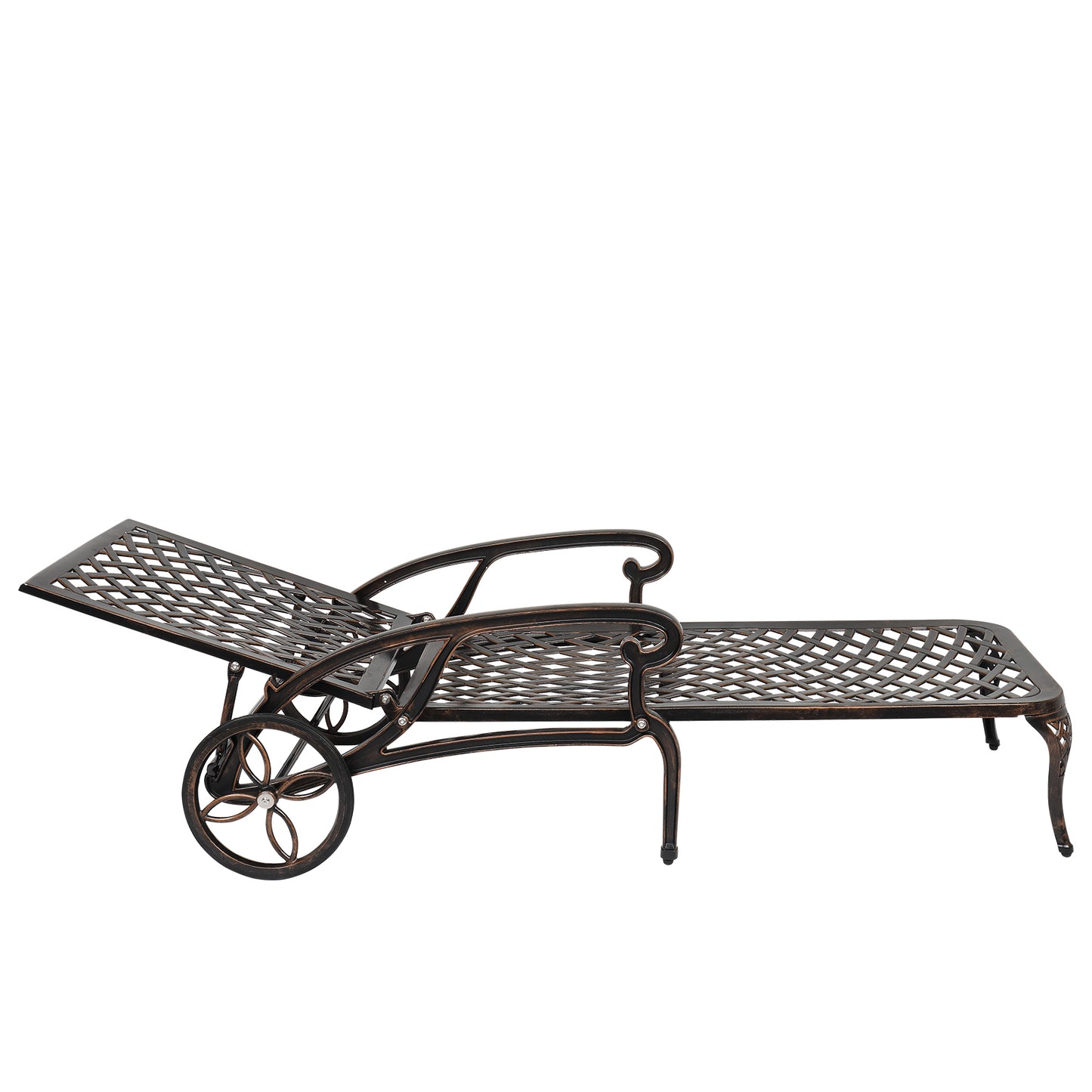 【Replace 60810204】193*64.5*93cm Backrest Adjustable Courtyard Cast Aluminum Lying Bed Bronze 0e7rxg-c0