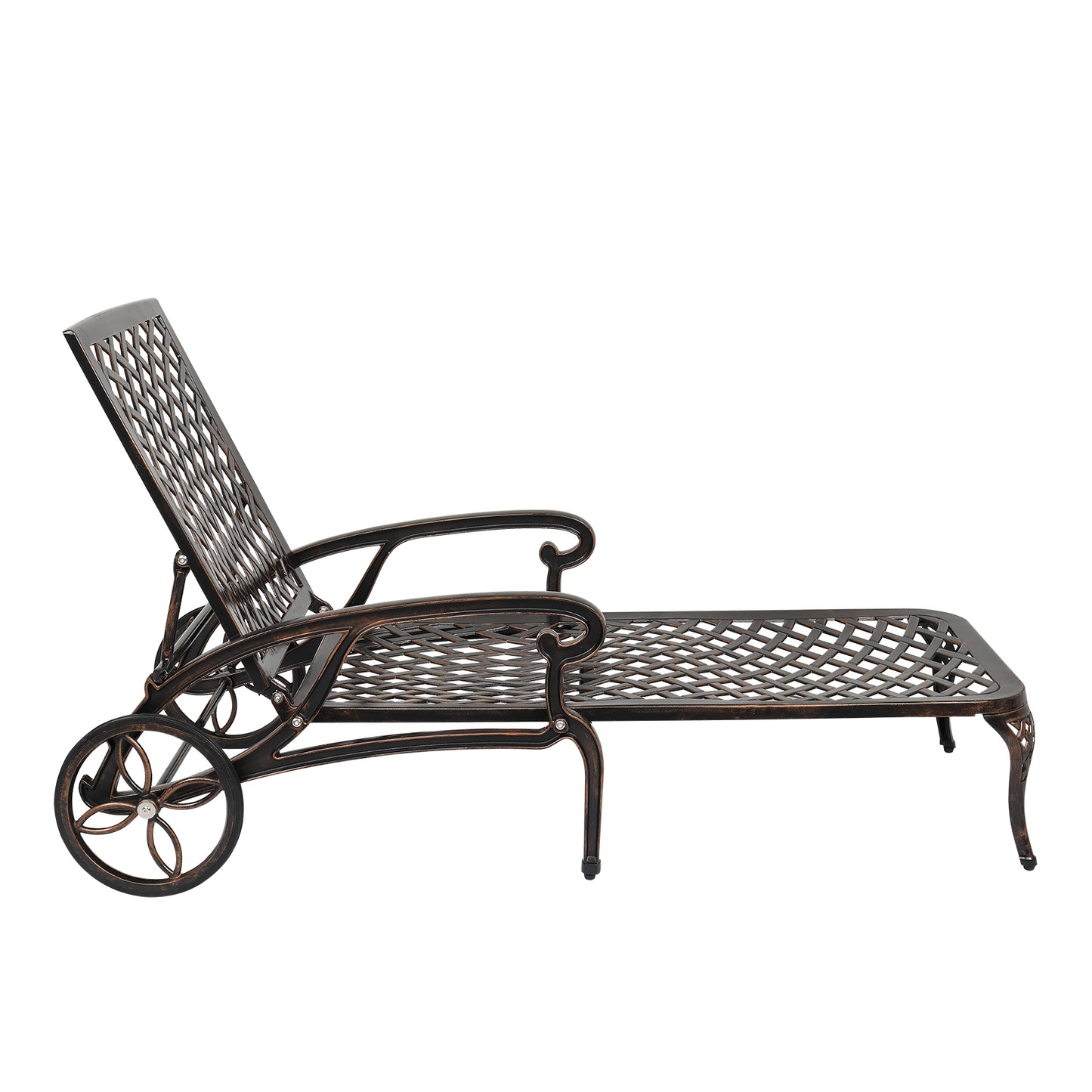 【Replace 60810204】193*64.5*93cm Backrest Adjustable Courtyard Cast Aluminum Lying Bed Bronze 0e7rxg-c0