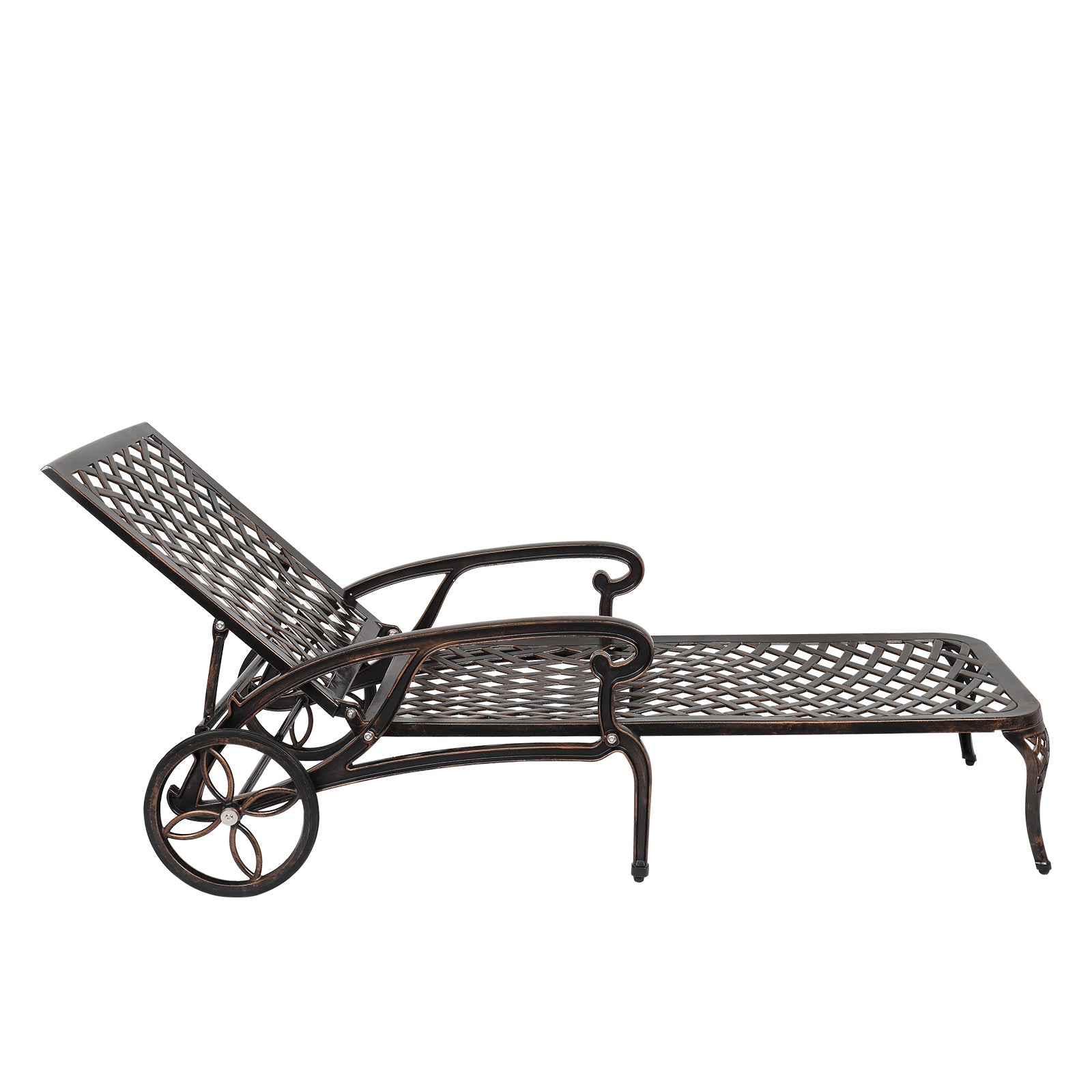 【Replace 60810204】193*64.5*93cm Backrest Adjustable Courtyard Cast Aluminum Lying Bed Bronze 0e7rxg-c0