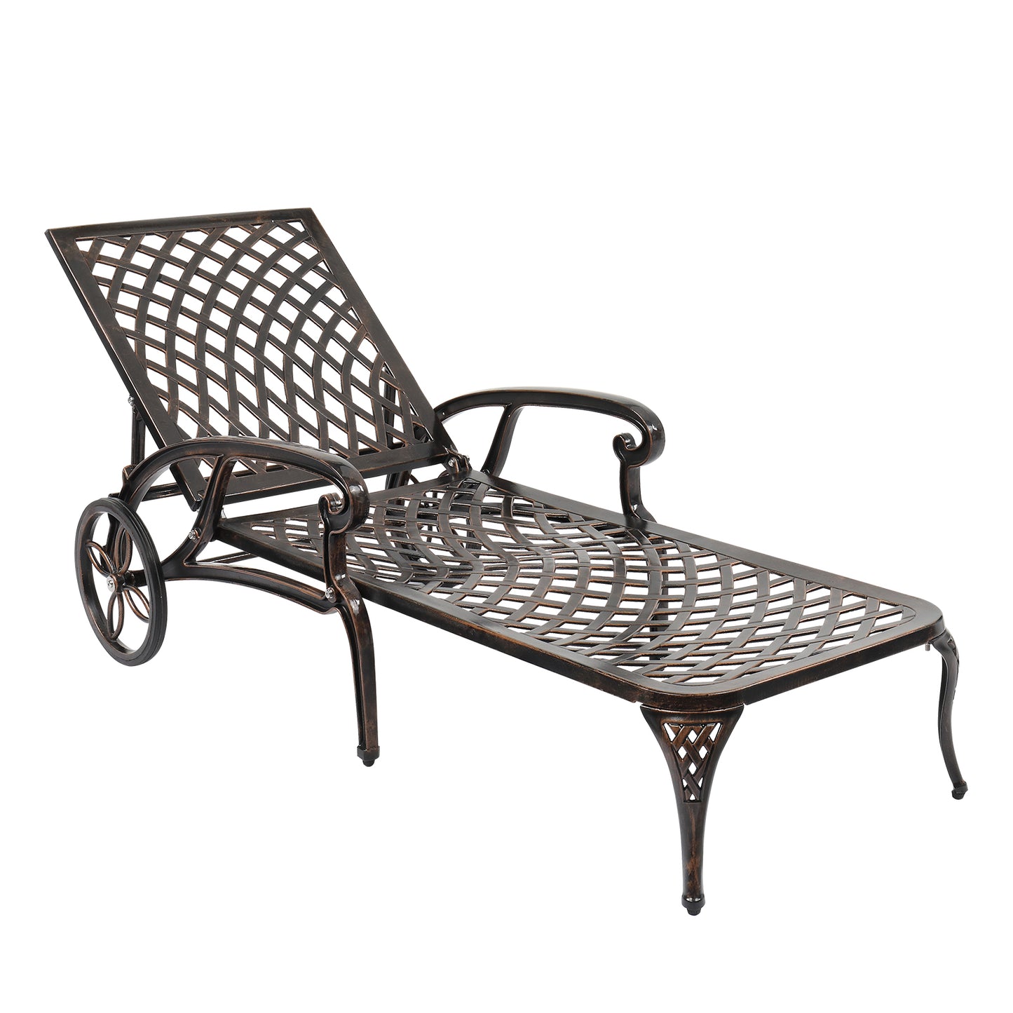 【Replace 60810204】193*64.5*93cm Backrest Adjustable Courtyard Cast Aluminum Lying Bed Bronze 0e7rxg-c0