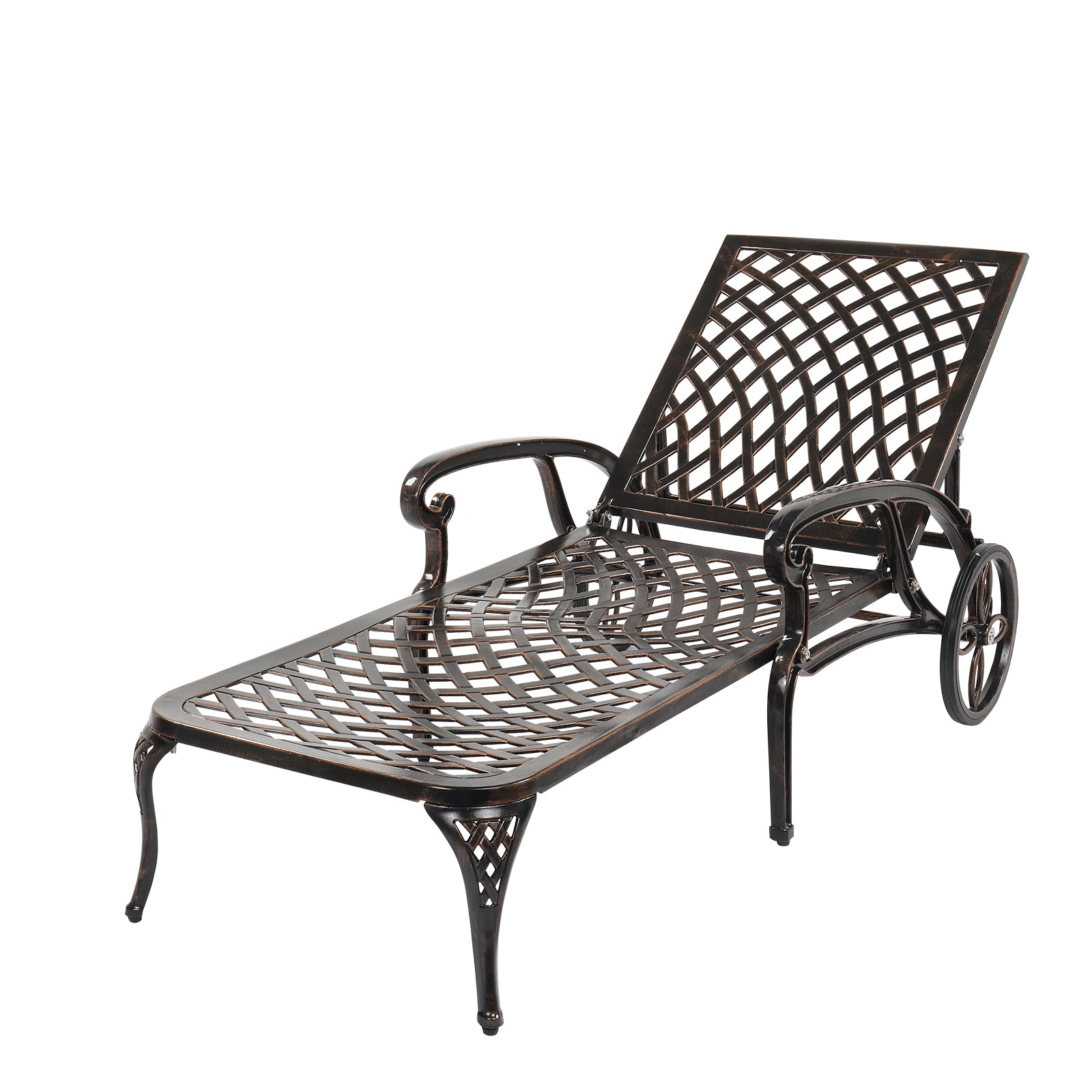 【Replace 60810204】193*64.5*93cm Backrest Adjustable Courtyard Cast Aluminum Lying Bed Bronze 0e7rxg-c0