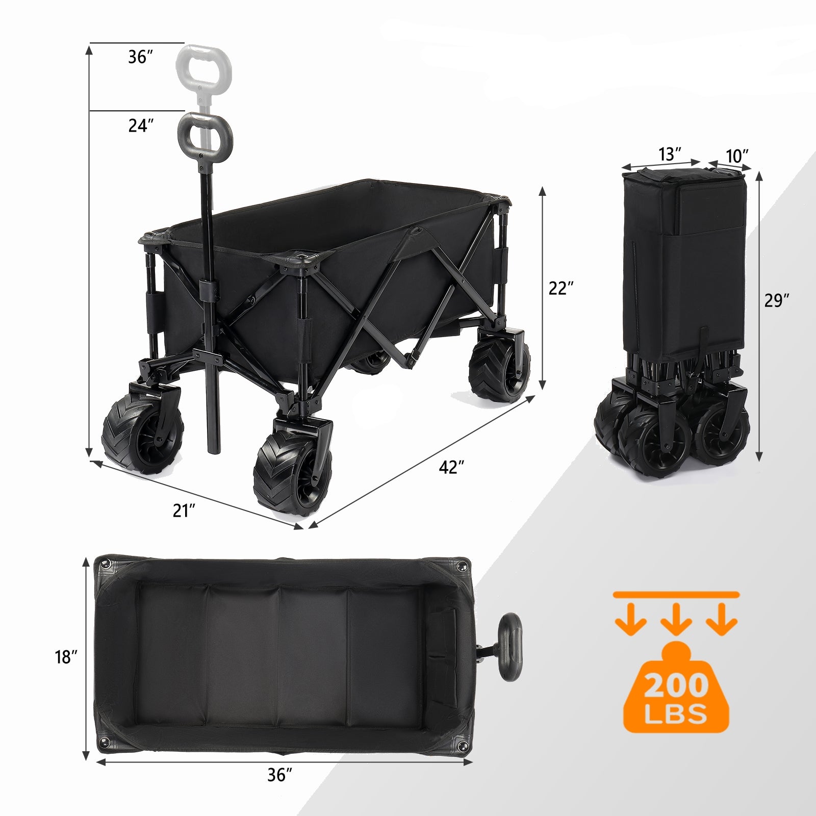 42*22*36inch Black  Garden Folding Cart 0e7rxg-c0