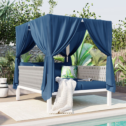 Outdoor Patio Sunbed with Curtains, High Comfort, Suitable for Multiple Scenarios 0e7rxg-c0