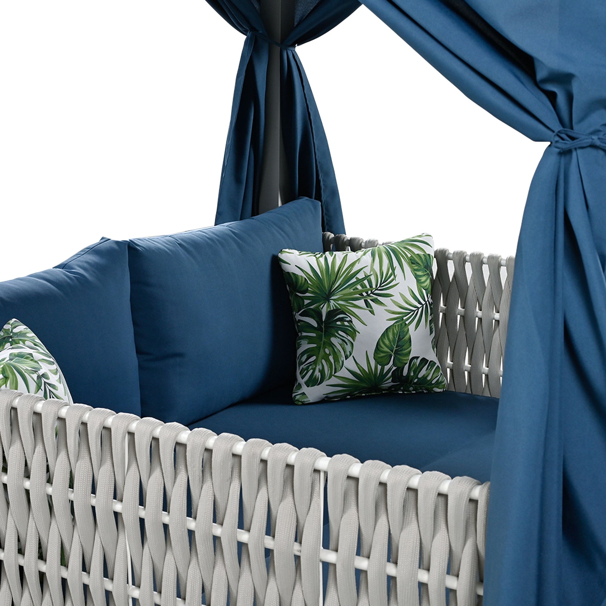 Outdoor Patio Sunbed with Curtains, High Comfort, Suitable for Multiple Scenarios 0e7rxg-c0