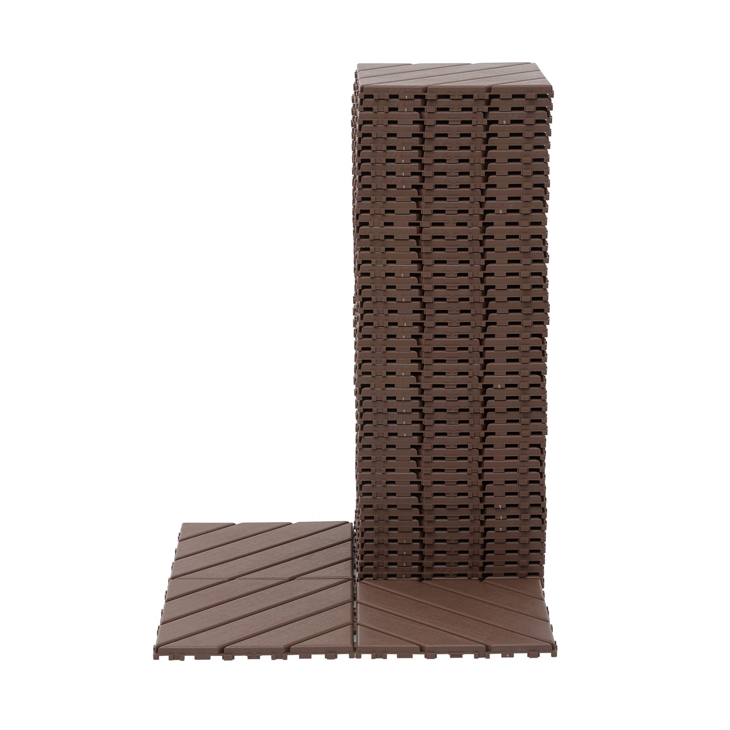 Plastic Interlocking Deck Tiles,44 Pack Patio Deck Tiles,12"x12" Square Waterproof Outdoor All Weather Use, Patio Decking Tiles for Poolside Balcony Backyard, Brown 0e7rxg-c0