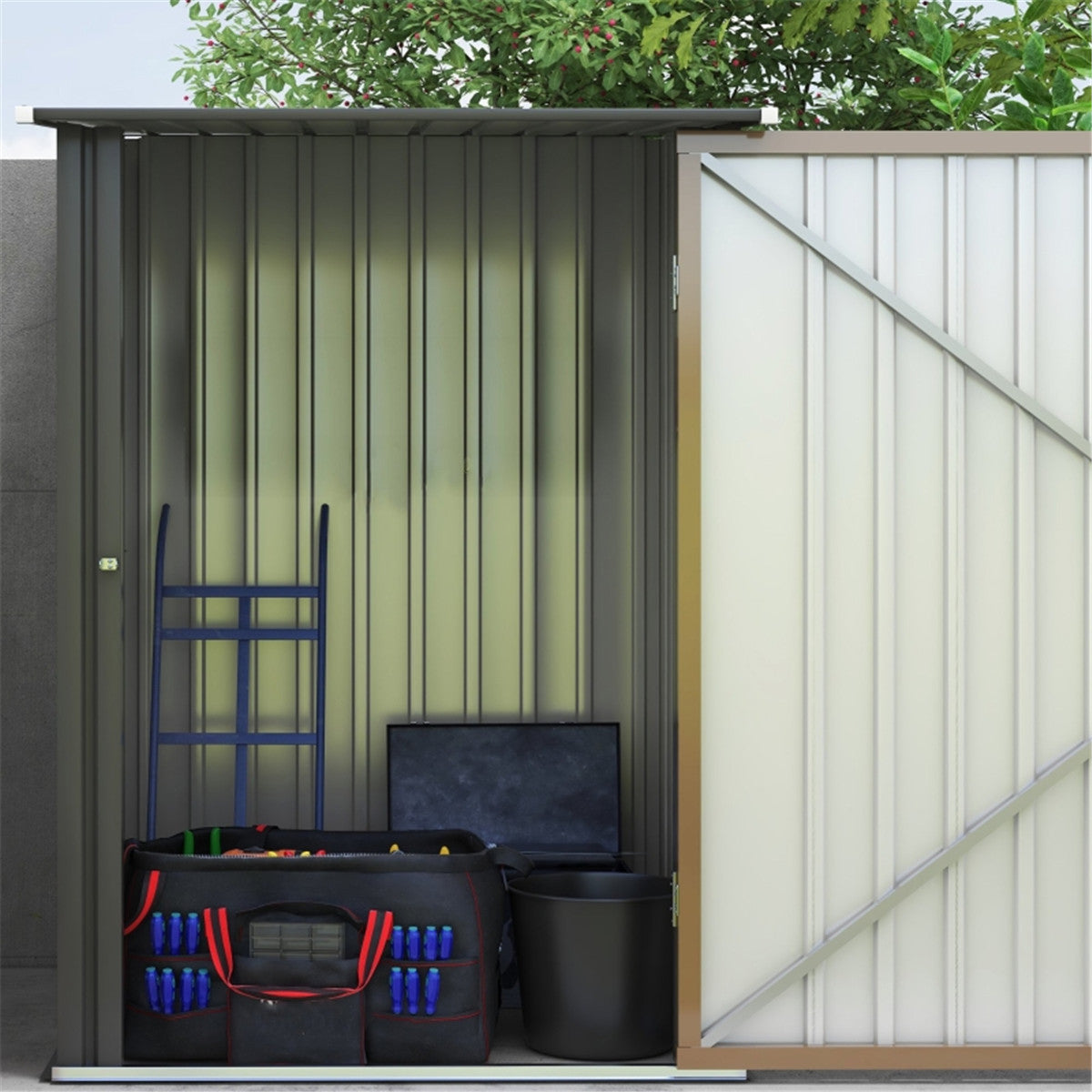 Garden Storage Shed /Galvanized Steel Tool House  -AS ( Amazon Shipping)（Prohibited by WalMart） 0e7rxg-c0