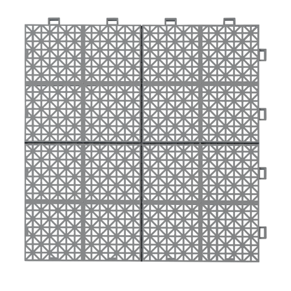 12 x 12 Inch Gray Interlocking Deck Tiles Plastic Waterproof Outdoor All Weather Anti-slip Bathroom Shower Balcony Porch Strong Weight Capacity Upto 6613 LBS, Rosette Pattern Pack of 12 0e7rxg-c0