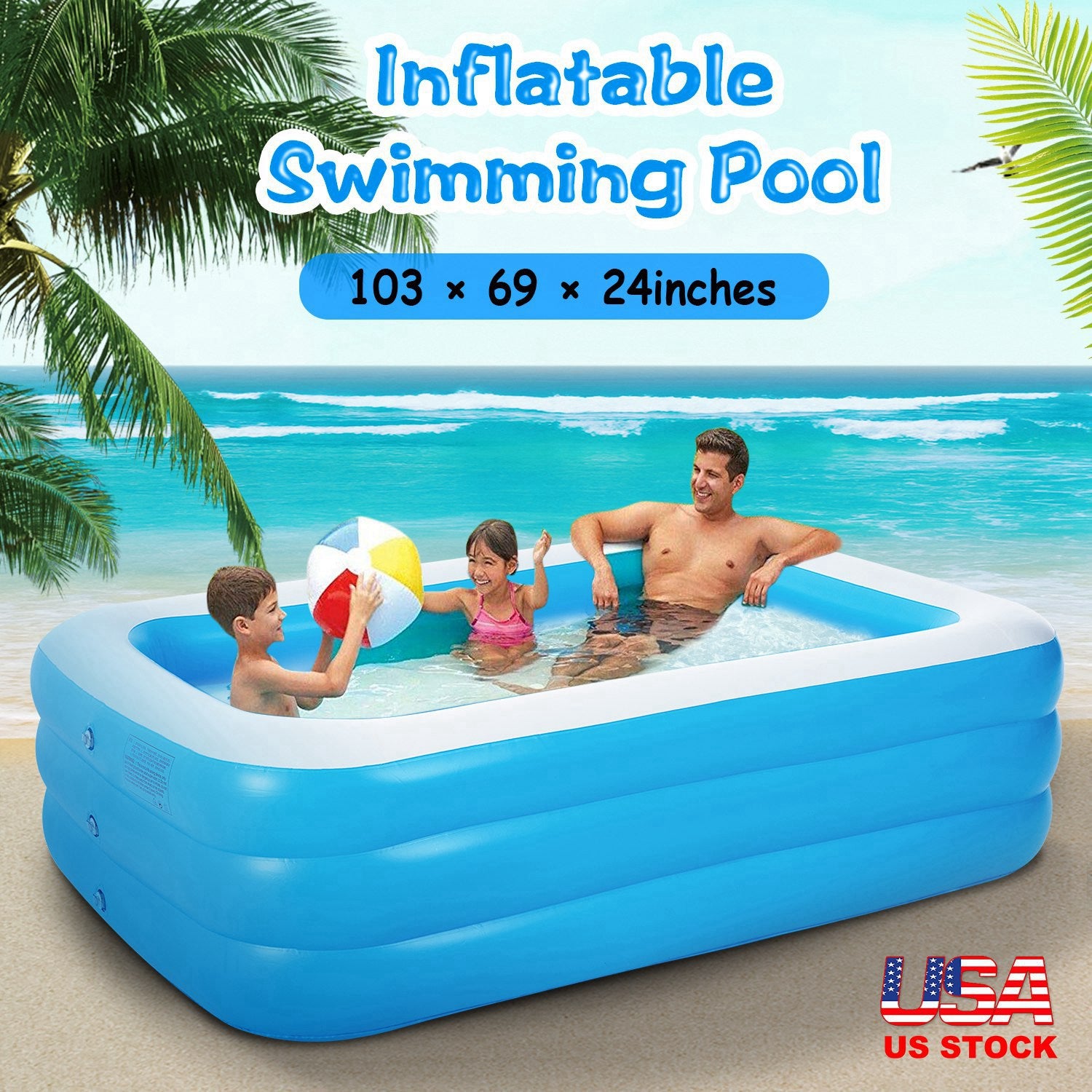 Inflatable Swimming Pools Inflatable Lounge Pool for Kids Baby Adult Inflatable Water Ball Pool for Outdoor Garden Backyard Summer Water Party 103*69*24in（No shipments on weekends） 0e7rxg-c0